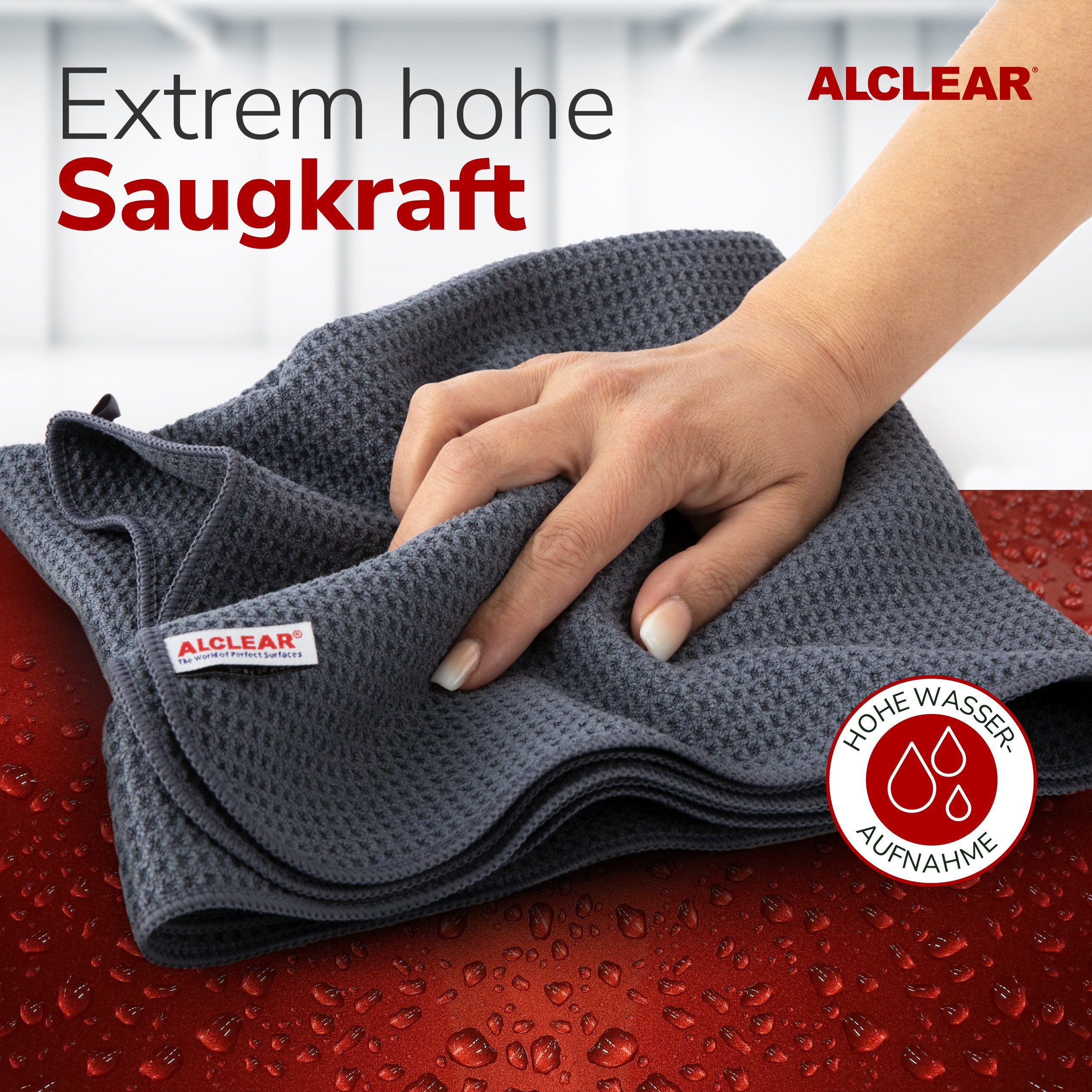 ALCLEAR 820901M Trockenwunder XXL Microfasertuch, 80x55 cm, Auto & Küche Mikrofasertuch (70% Polyester, 30% Polyamid, 55x80 cm)