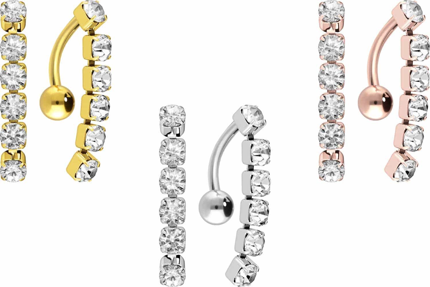 PIERCINGLINE Bauchnabelpiercing Chirurgenstahl Bananabell KRISTALLKETTE (Ba günstig online kaufen