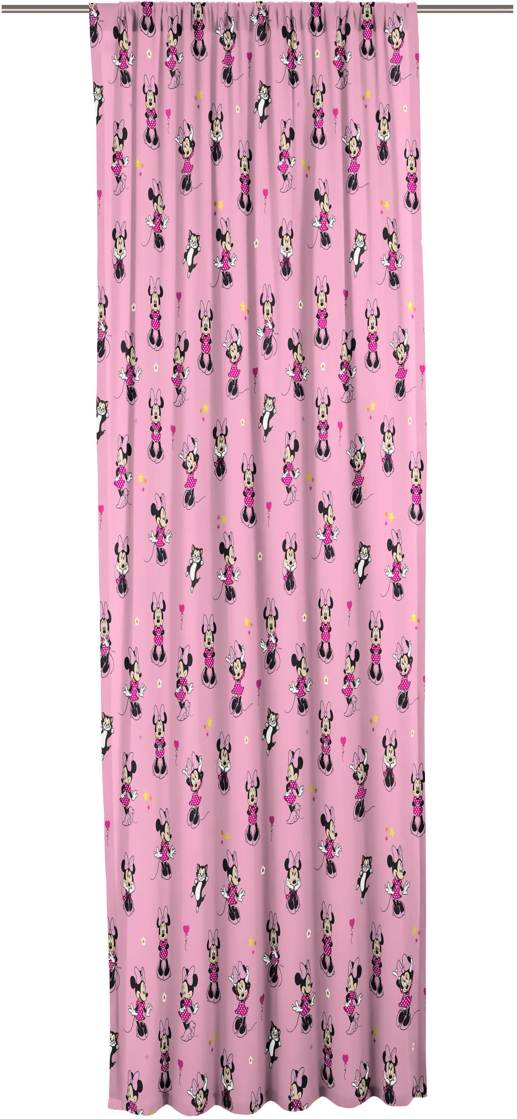 Vorhang nach Maß Minnie Mouse, Wirth, Stangendurchzug (1 St), verdunkelnd,  Satin, Walt Disney, Feste Breite 142 cm