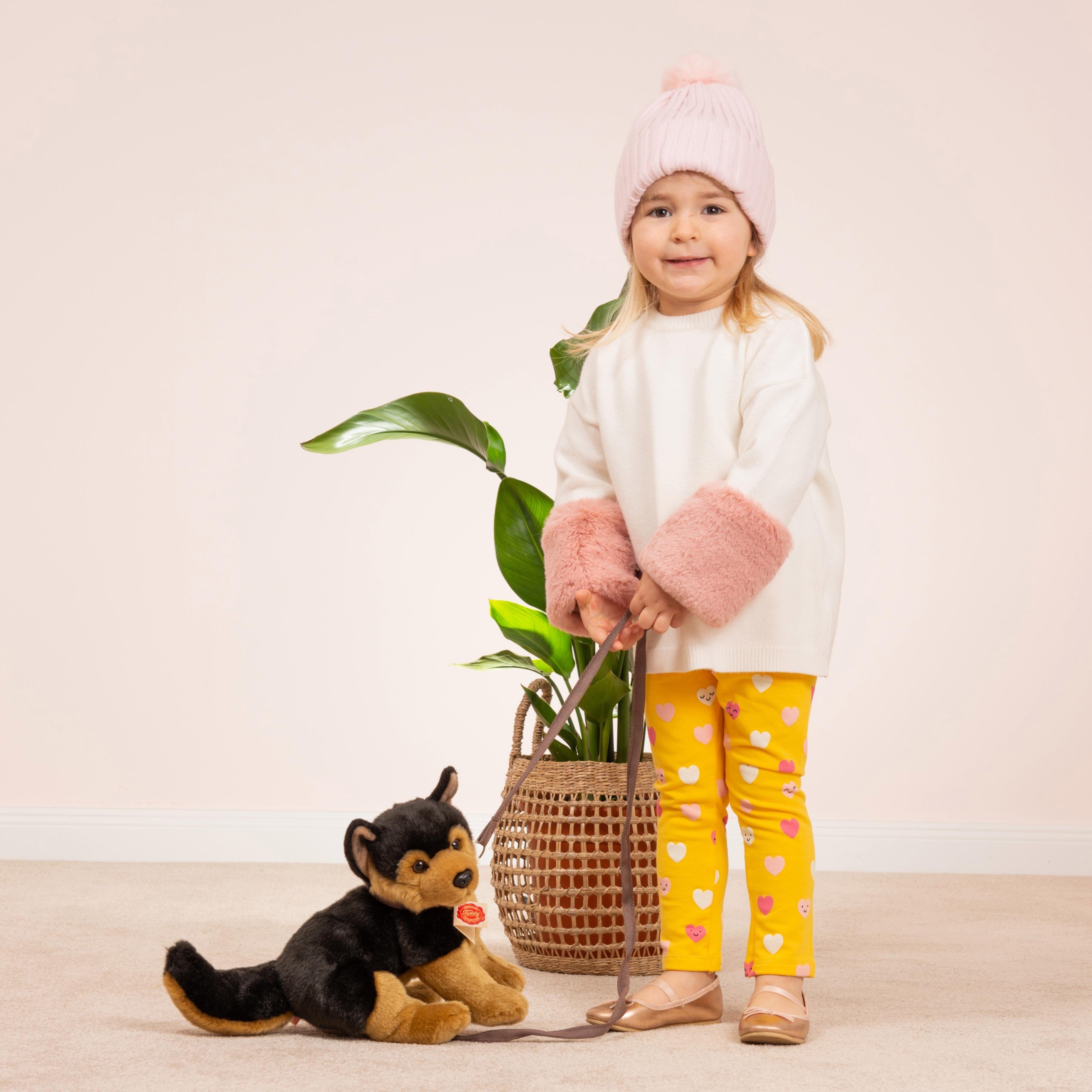 Teddy Hermann® Kuscheltier Schäferhund Welpe, sitzend, 30 cm, zum Teil aus recyceltem Material