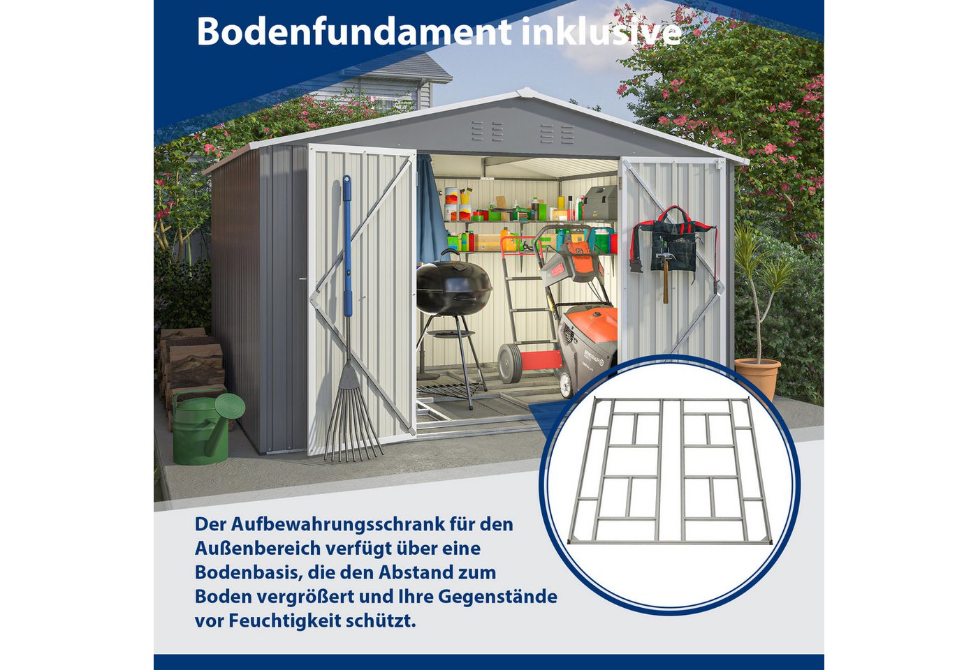Thumbnail - Thanaddo Gartenhaus Metall Gerätehaus Geräteschuppen Inkl. Metallfundament, (Mehr Leben im Garten), inkl. Fundament aus ...