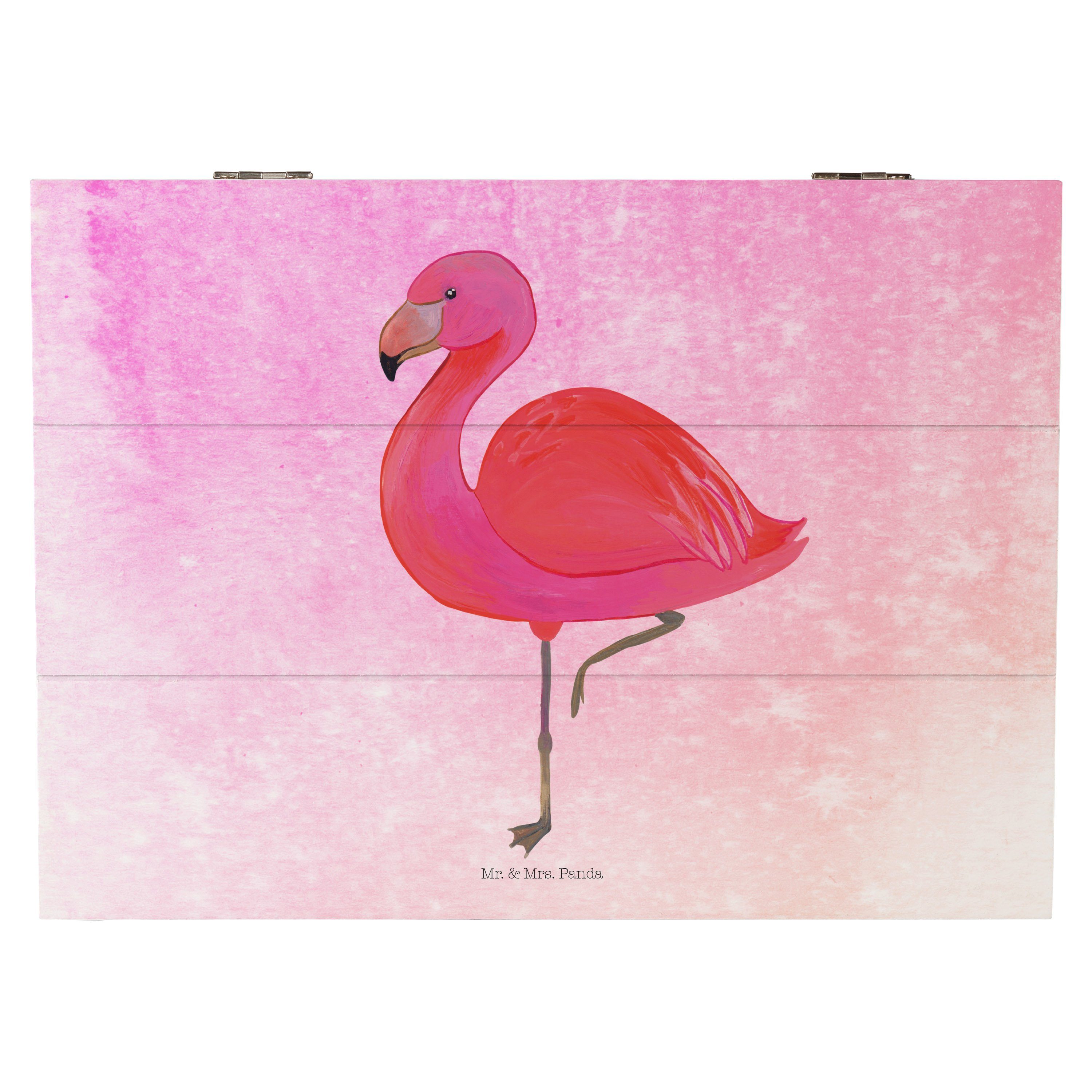 Mr. & Mrs. Panda Dekokiste Flamingo classic - Aquarell Pink - Geschenk, prächtig, Kiste, Schatul (1 St)