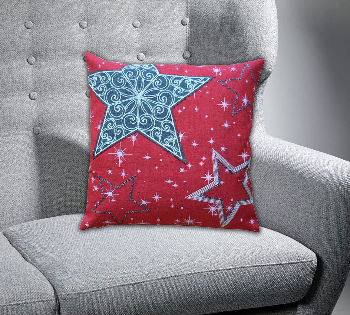 texpot Kissenhülle Stickerei Sterne Tischläufer Winter Weihnachten Deko, (1 günstig online kaufen