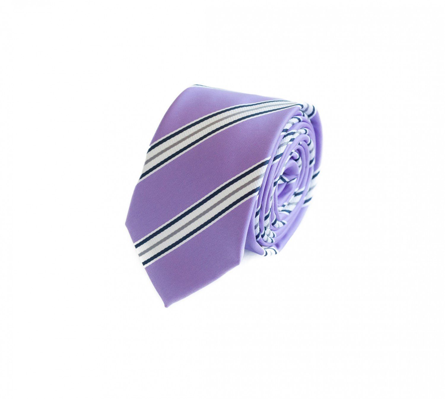 Fabio Gestreift) - Krawatte Purple 6cm Schlips Lila verschiedene Schwarz Schmal Krawatte (6cm), Farini Lila - in Männer Lila Herren Weiß Fire/Black/White Box, (ohne