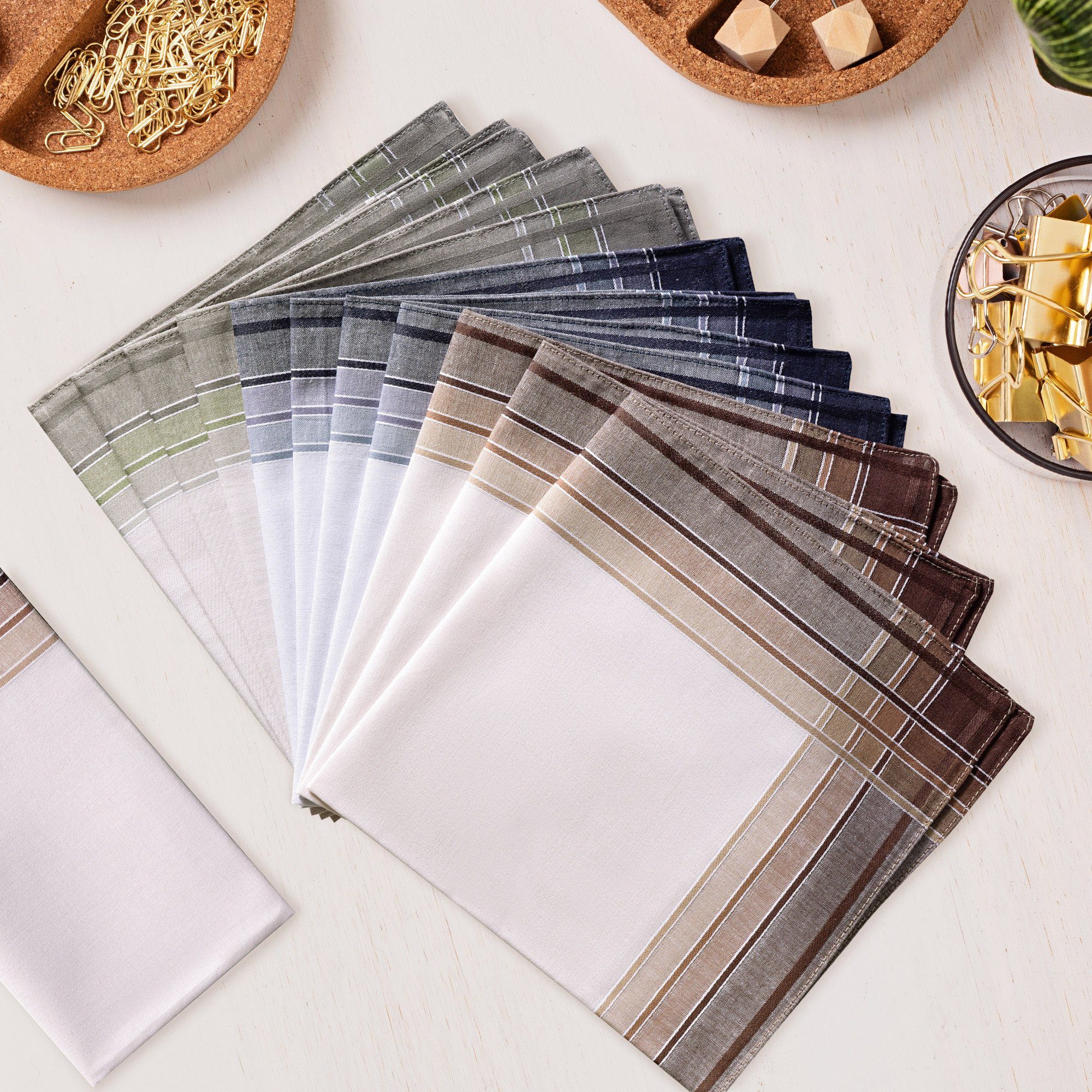 JEMIDI Handtuch Taschentücher aus Baumwolle - 12x Stofftaschentücher im Set günstig online kaufen