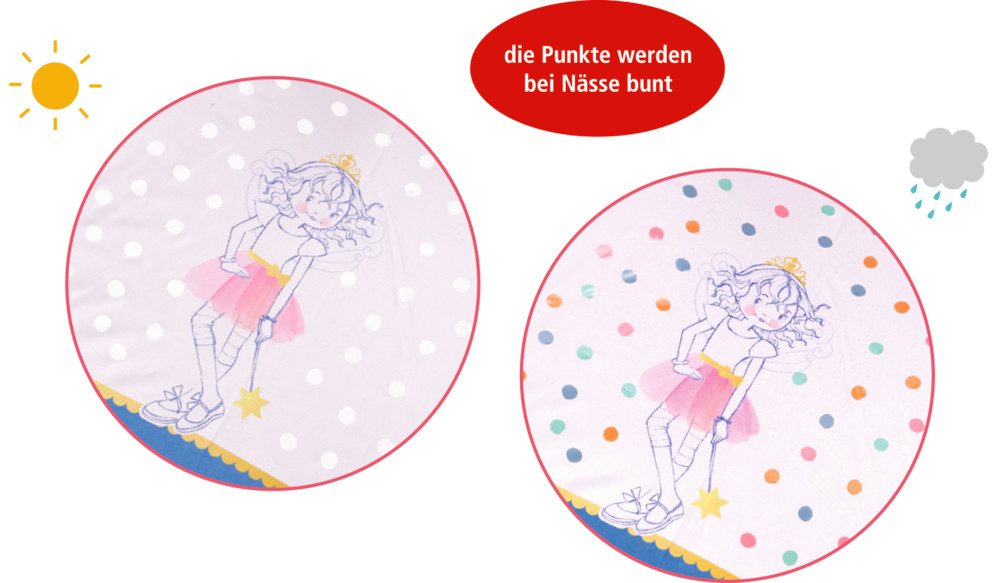 COPPENRATH DIE SPIEGELBURG Stockregenschirm Zauber-Regenschirm - Prinzessin Lillifee, Farbwechselnde Punkte bei Nässe – ein echter Zaubereffekt!