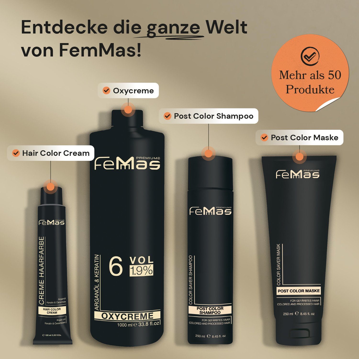 Femmas Premium Haarpflege-Set Color Maske Color Saver 250ml Saver + FemMas 250ml Shampoo