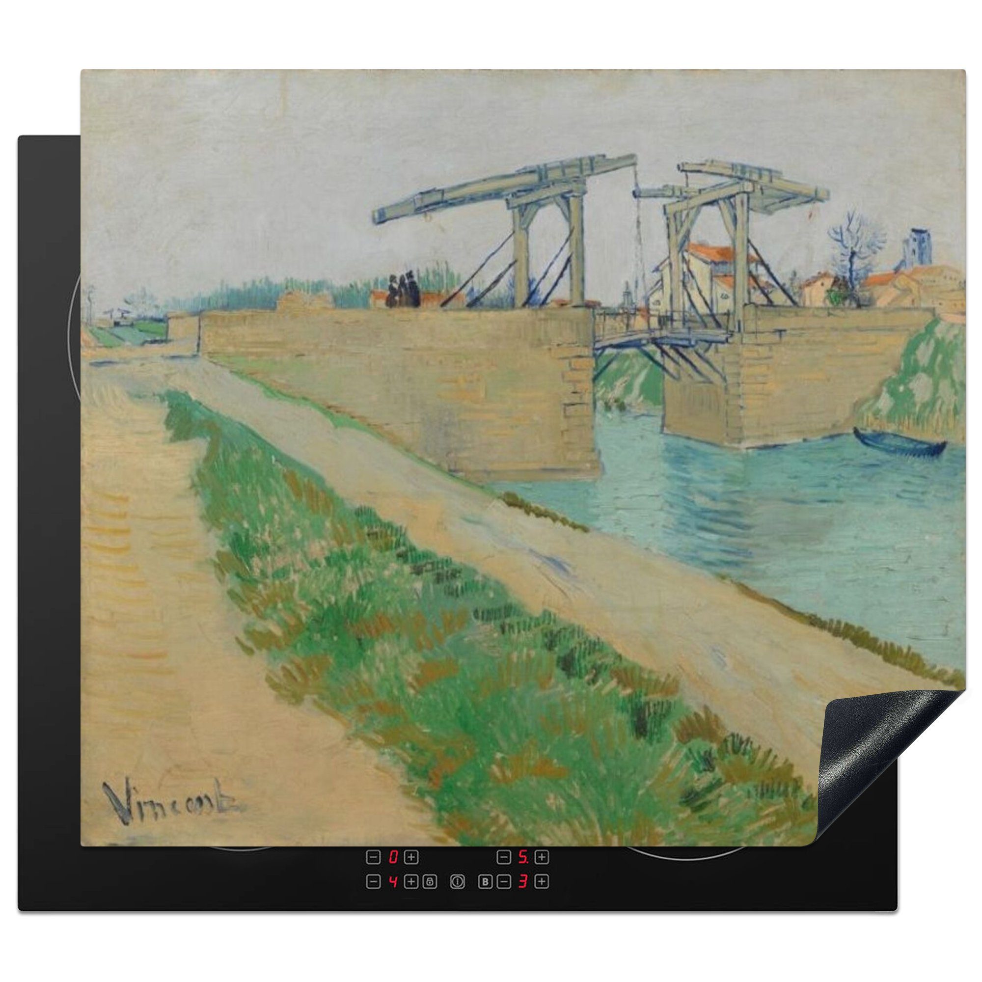 MuchoWow Herdblende-/Abdeckplatte Die Brücke von Langlois - Vincent van Gogh, Vinyl, (1 tlg), 59x52 cm, Ceranfeldabdeckung für die küche, Induktionsmatte