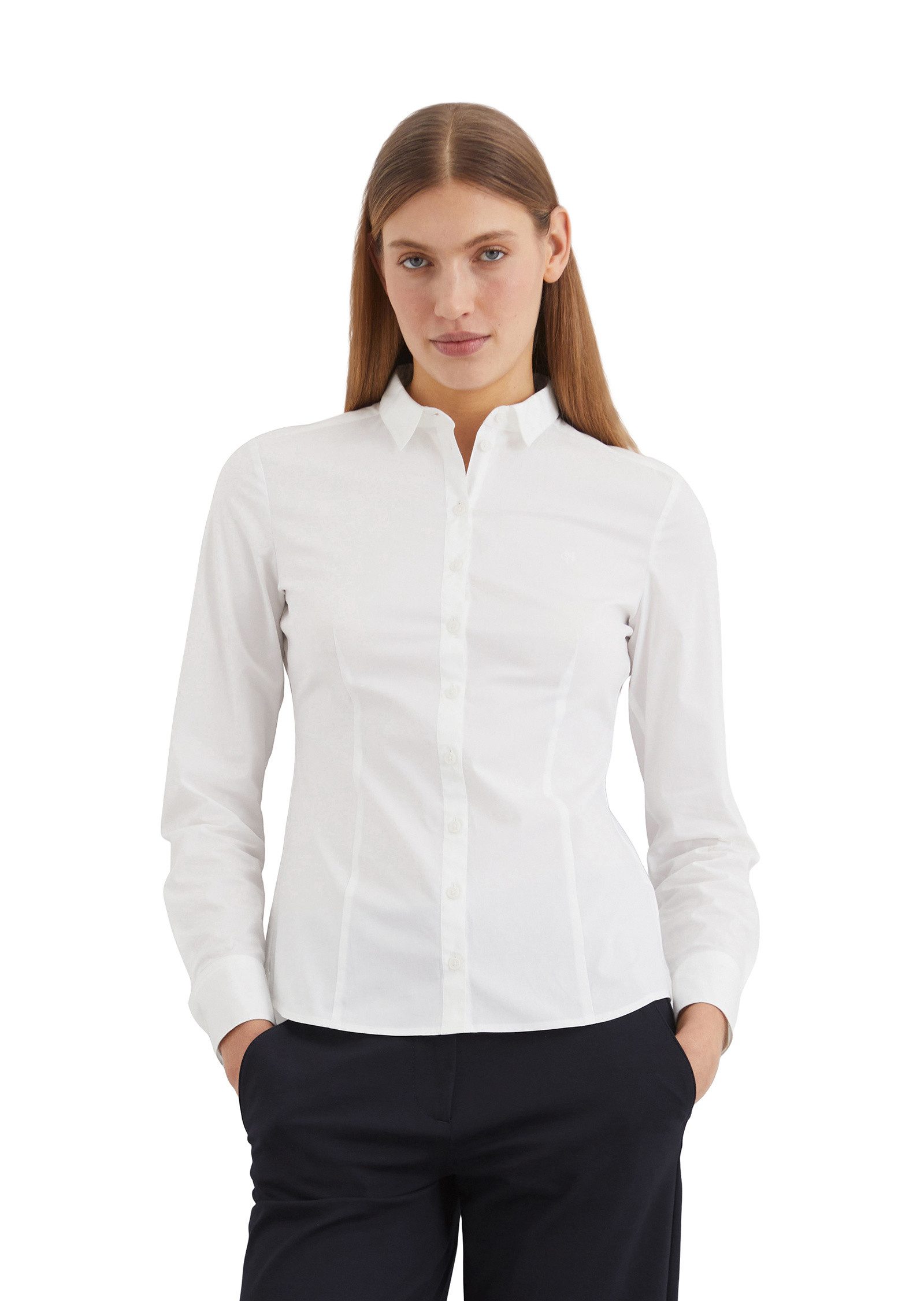 Langarmbluse in Stretch-Popeline-Qualität