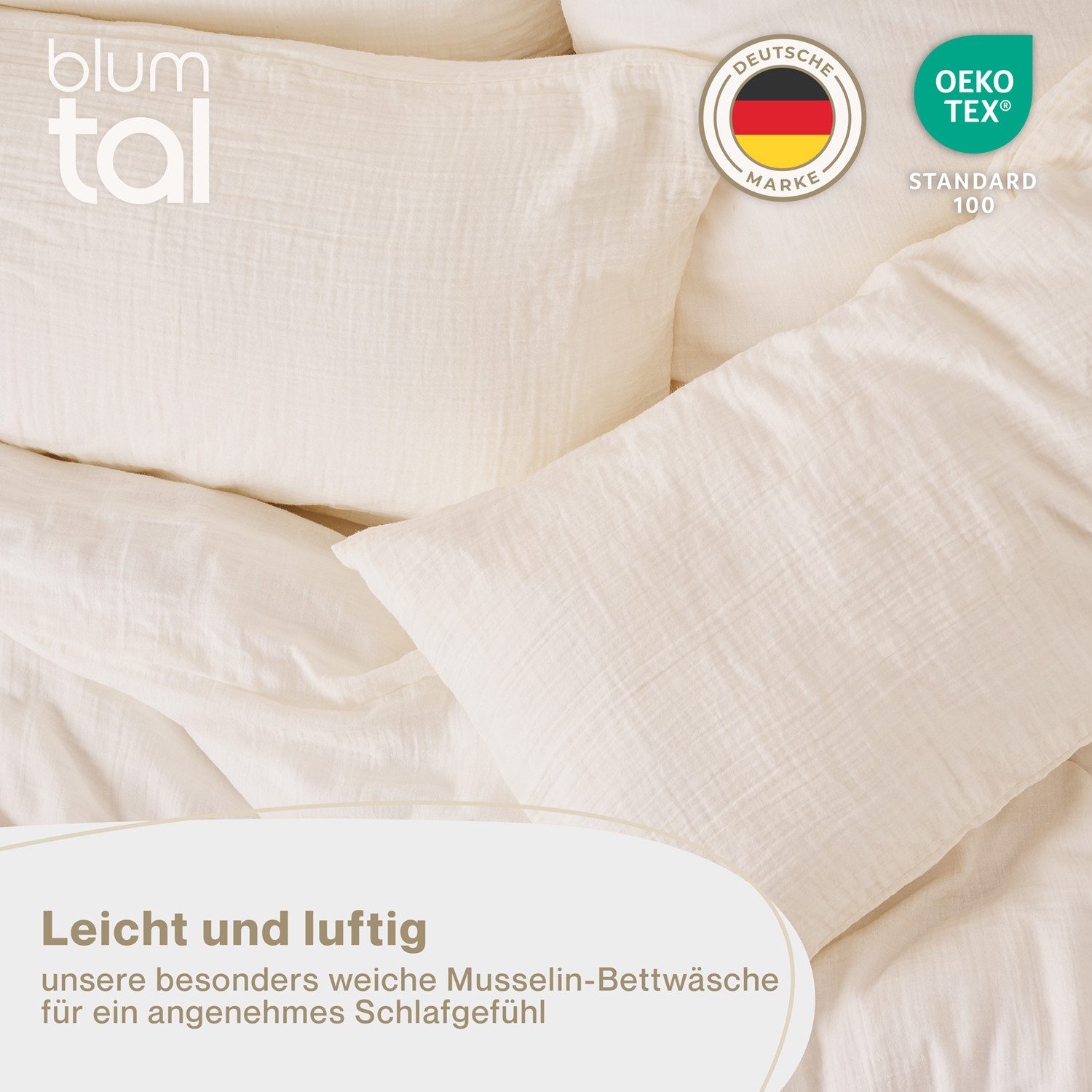 Blumtal Bettwäsche Musselin 100% Baumwolle im Set, Kopfkissenbezug & Decken günstig online kaufen