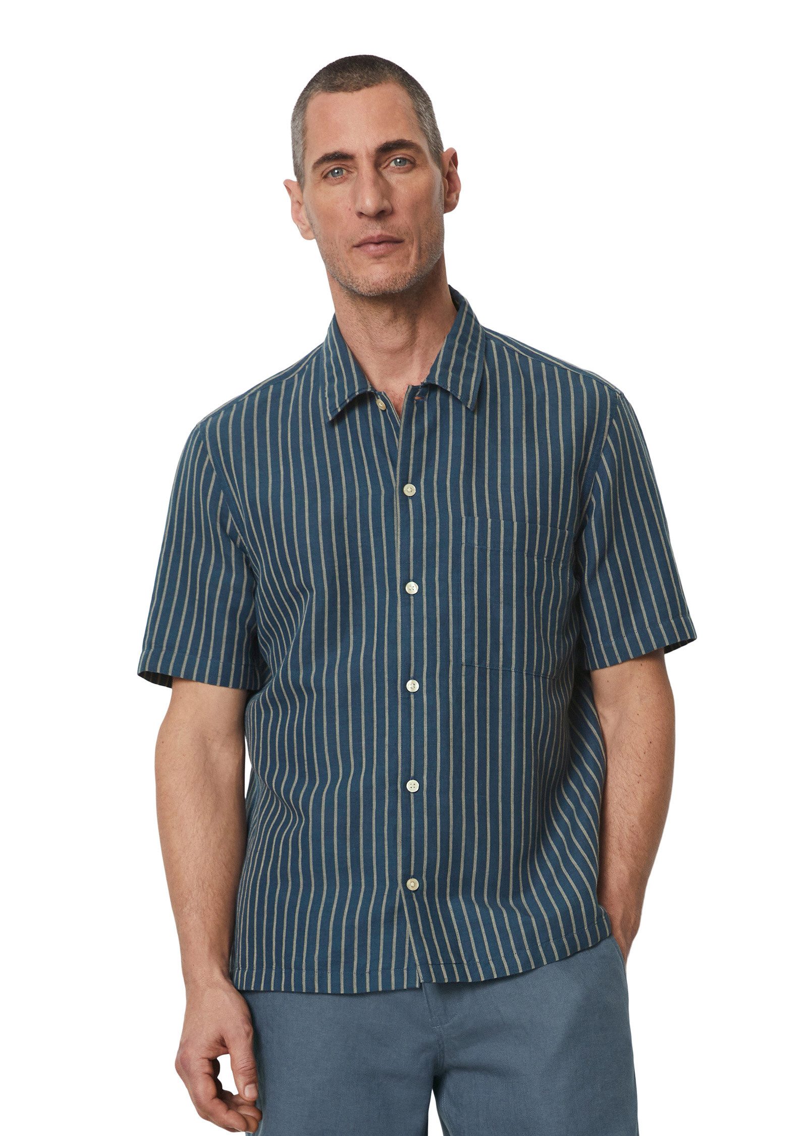 Marc O'Polo Kurzarmhemd aus Leinen und Bio-Baumwolle
