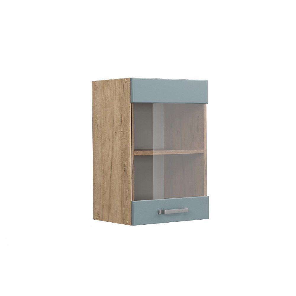 Vicco Glashängeschrank R-Line, Blau-Grau/Goldkraft Eiche, 40 günstig online kaufen