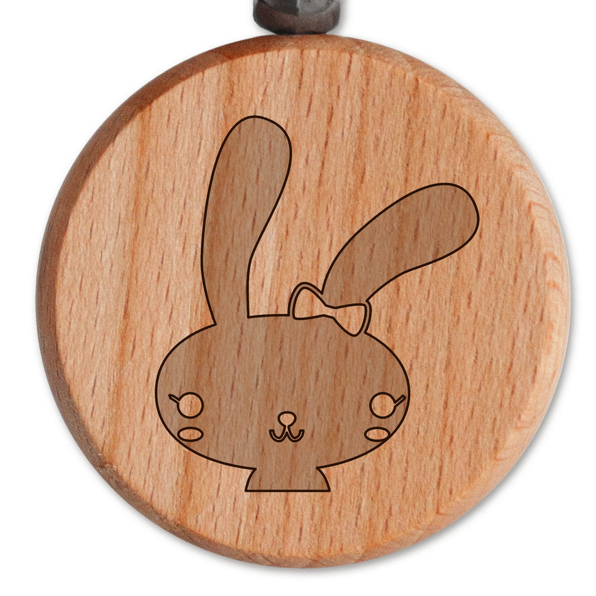 banjado Schlüsselanhänger mit Gravur aus unbehandeltem Holz - Motiv "Hase" mit Schlüsselring (1-tlg)