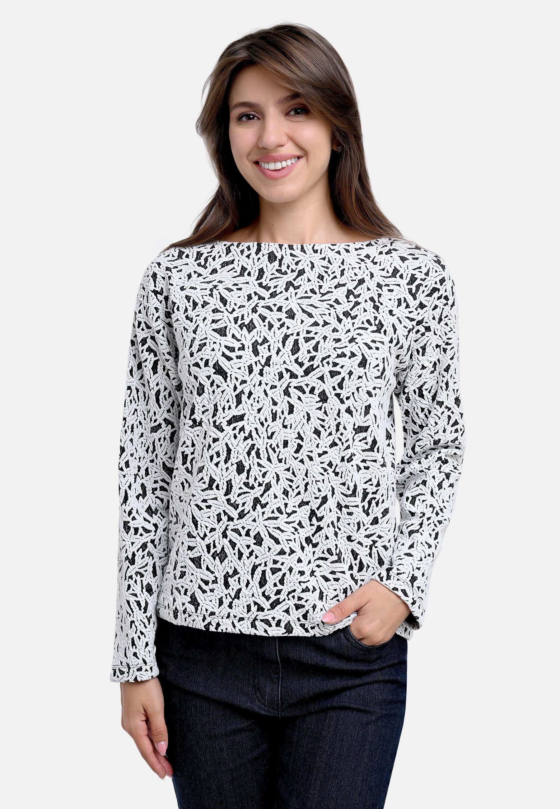 BICALLA T-Shirt Shirt mit Jacquardmuster in Weiß/Anthrazit (1-tlg) günstig online kaufen