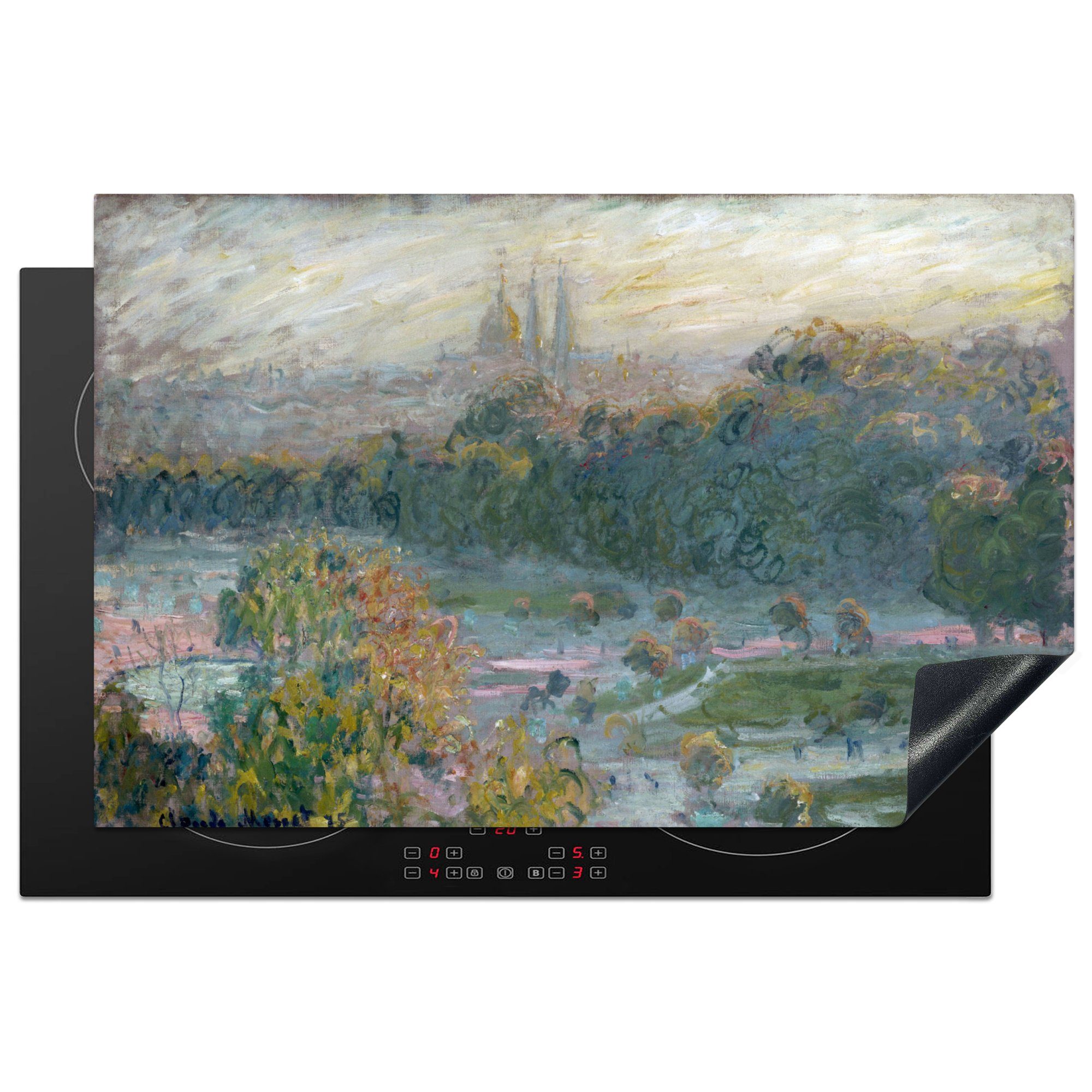 MuchoWow Herdblende-/Abdeckplatte Die Tuilerien - Gemälde von Claude Monet, Vinyl, (1 tlg), 81x52 cm, Induktionskochfeld Schutz für die küche, Ceranfeldabdeckung