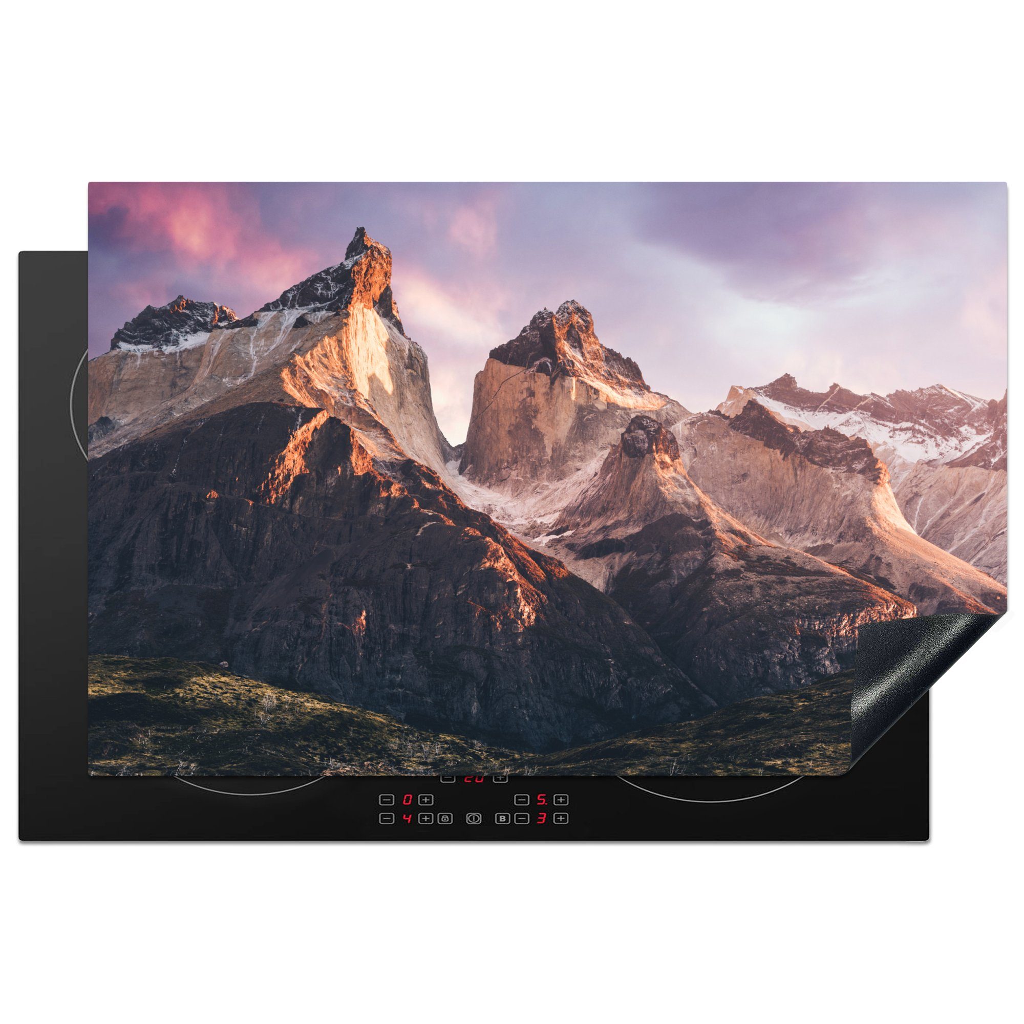 MuchoWow Herdblende-/Abdeckplatte Torres del Paine National Park, Chili, Vinyl, (1 tlg), 81x52 cm, Induktionskochfeld Schutz für die küche, Ceranfeldabdeckung