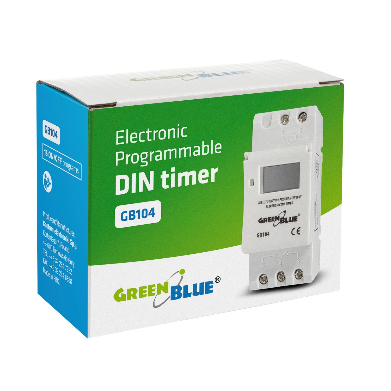 GreenBlue LCD Programmer Zeitschaltuhr GB104, Timer Din-Schiene