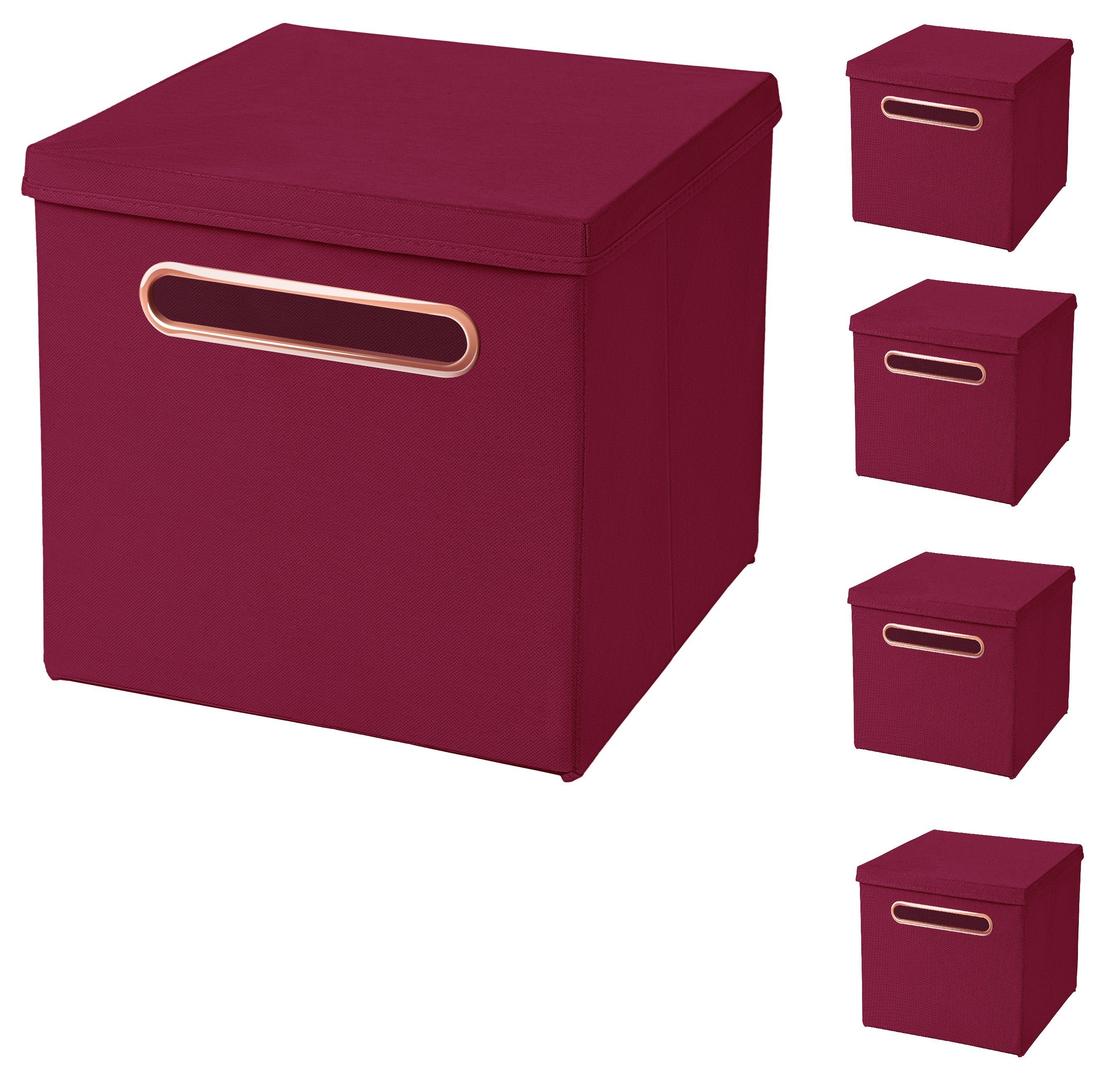 2x Luxus Rosegold Griff Faltbox in Rosa 32,5 x 32,5 x 32,5 cm Aufbewahrungsbox 