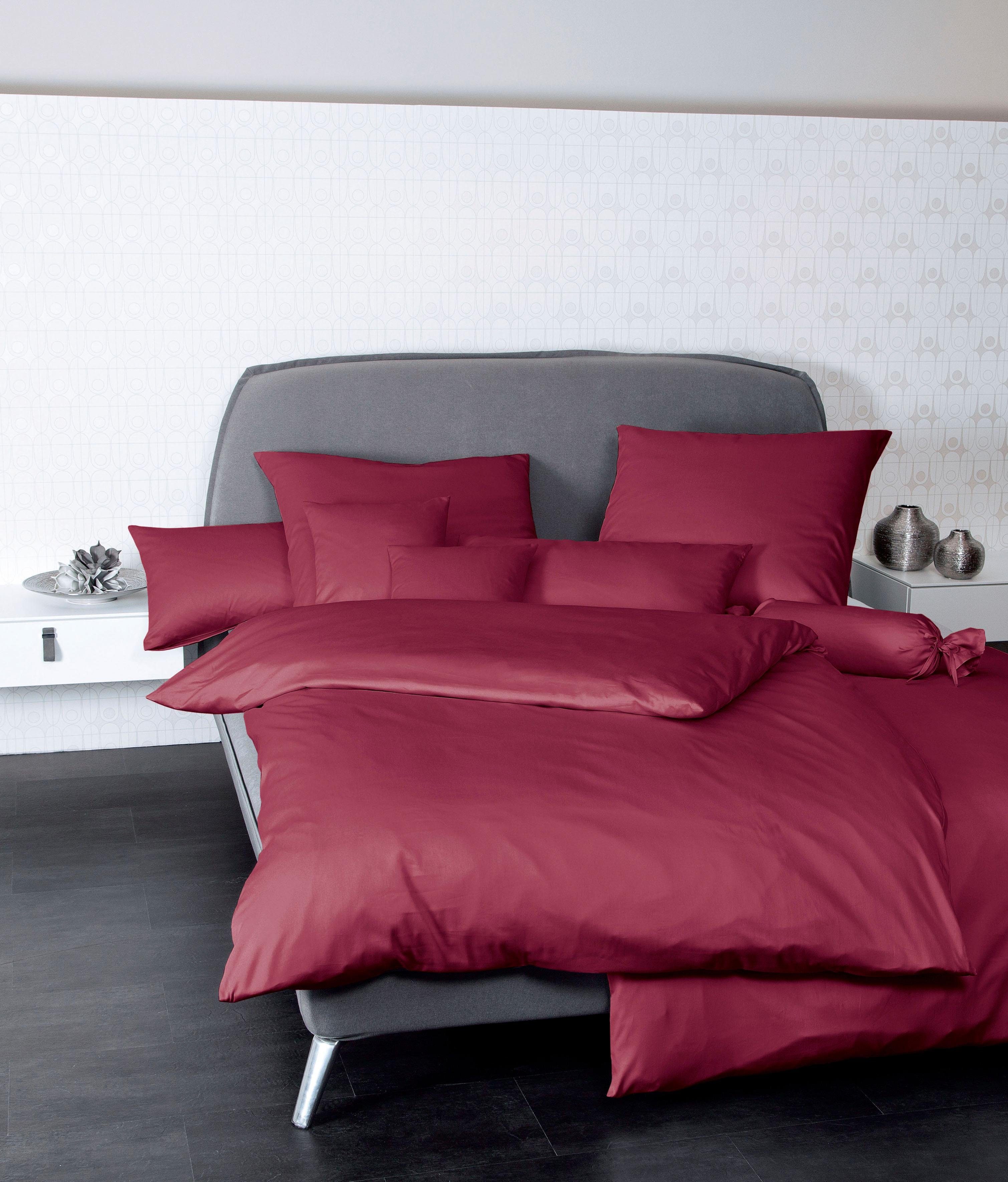 Janine Bettwäsche Colors Mako-Satin 100% Baumwolle, Mako-Satin, 2 teilig, feinfädige uni Bettwäsche für alle Jahreszeiten, Markenreißverschluss
