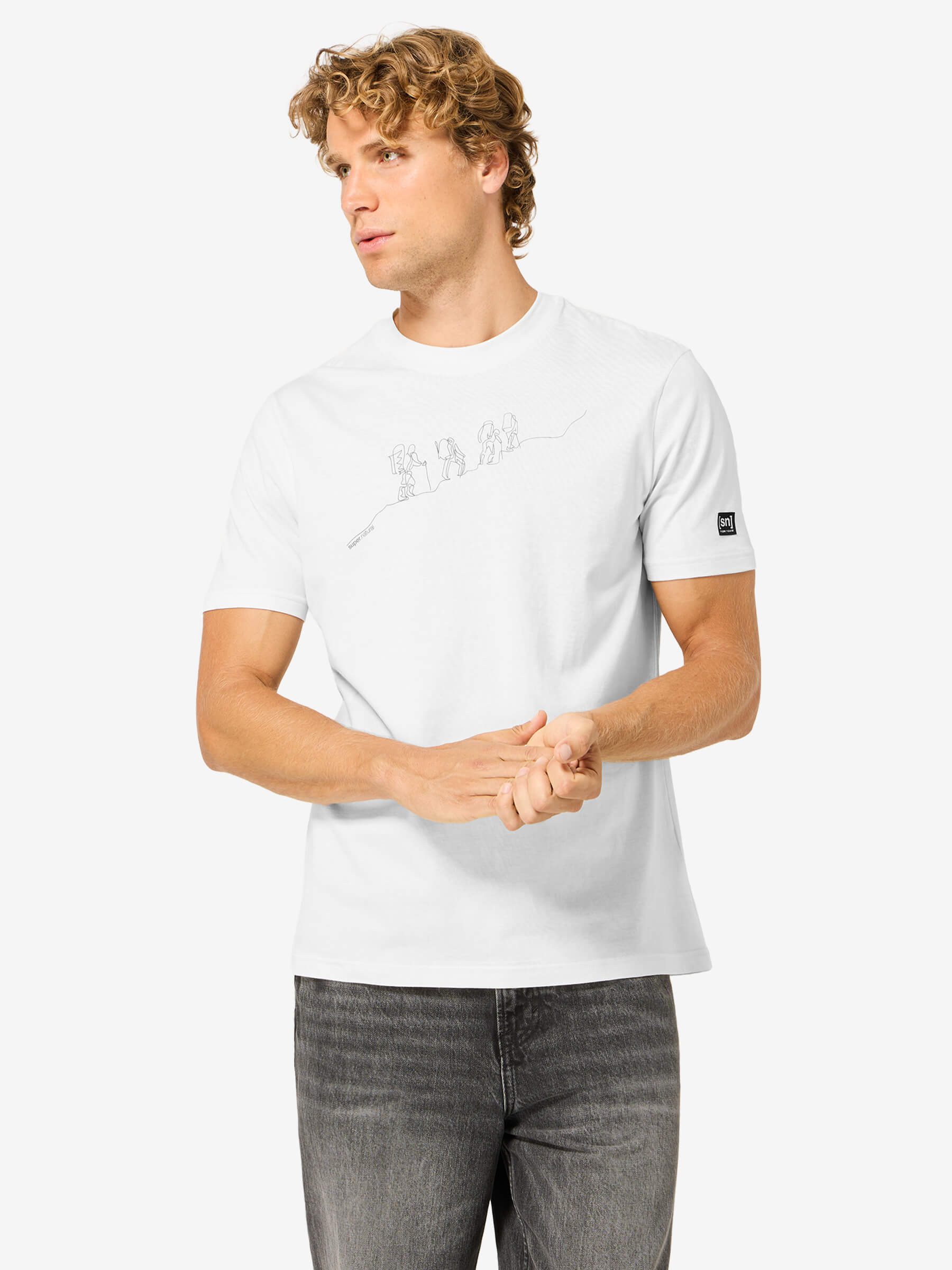 SUPER.NATURAL T-Shirt für Herren, nachhaltig, Merino M HIKING BIO C TEE mit Berg-Motiv, atmungsaktiv