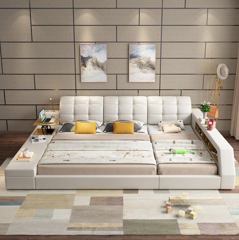 Xlmoebel Multimediabett Multifunktionsbett mit Ablage-Regal im eleganten Hotel-Design (Multifunktions Bett), Hergestellt in Europa