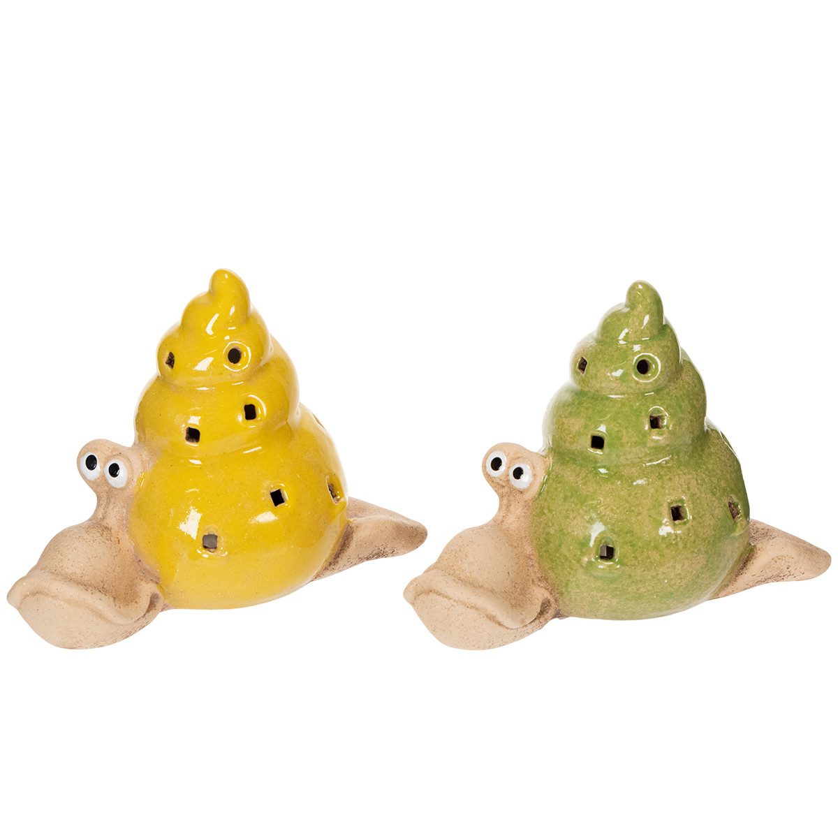 Florists Products Dekofigur Keramik Schnecke mit LED Beleuchtung als originelle Tischdeko, 2 Stück