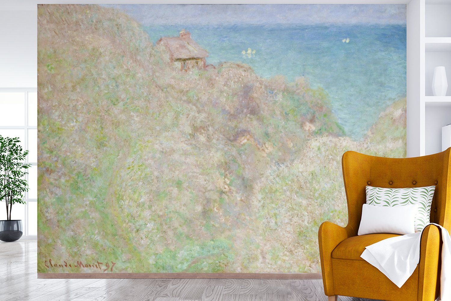 MuchoWow Fototapete Le Petit-Ailly, Varengeville Wandtapete von Vinyl Wohnzimmer, in Gemälde - St), Claude Monet, für Tapete (6 der bedruckt, Matt, Montagefertig Sonne