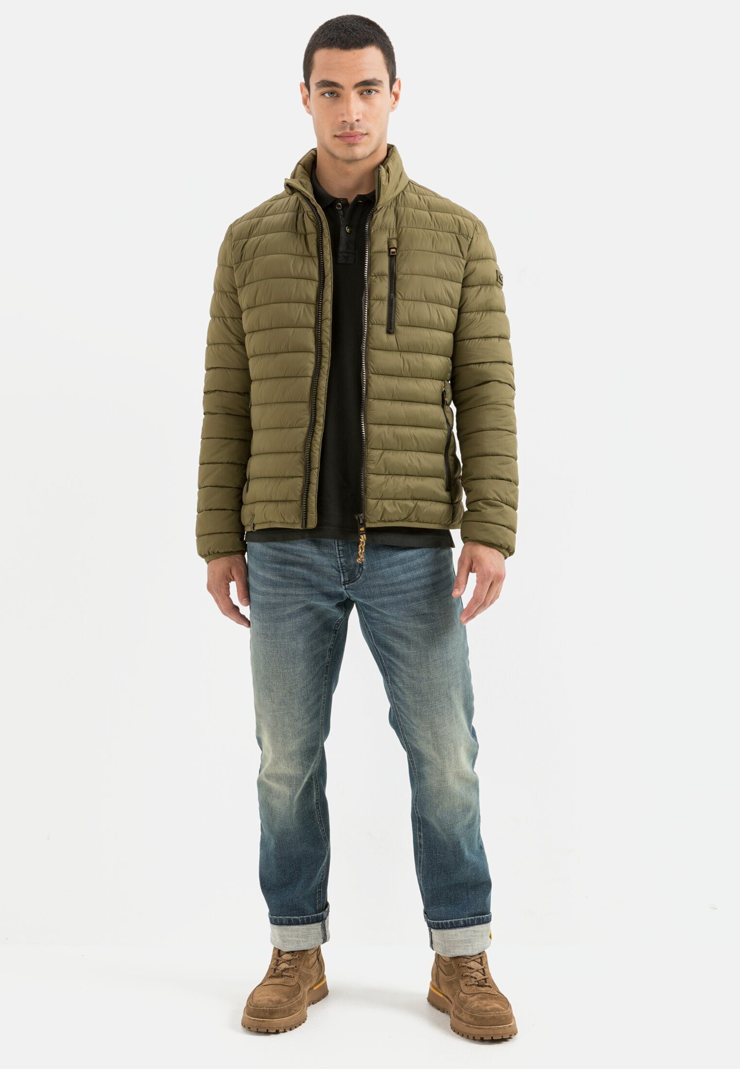 camel active Blouson aus recyceltem Material Langarm Markenlabel