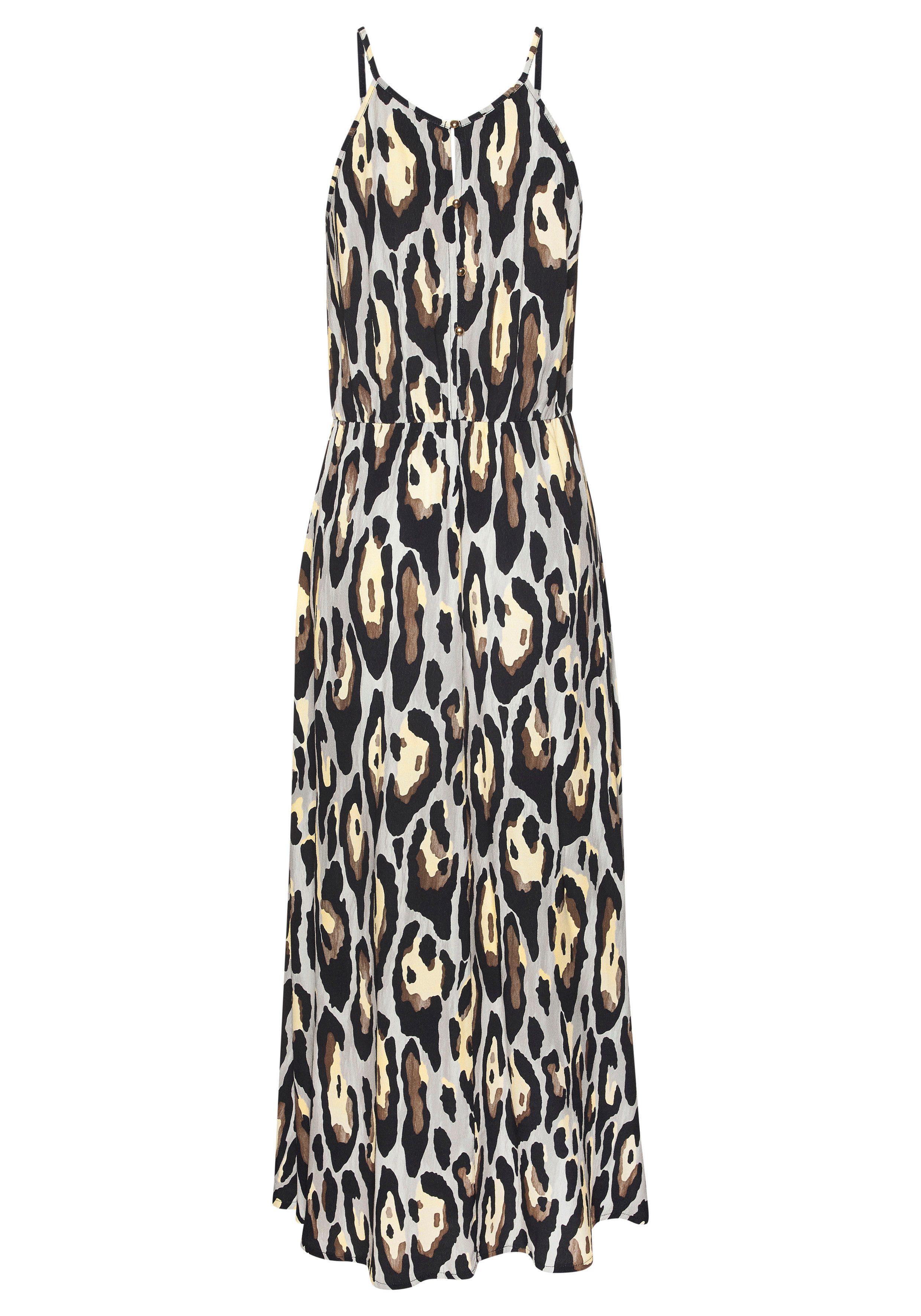 LASCANA Maxikleid mit Alloverprint und Knopfleiste hinten, aus gewebter Viskose luftiges Sommerkleid, elegantes Webkleid, casual. € 69,99