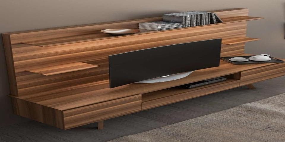 JVmoebel Wohnwand Walnussregal mit eleganter Maserung für modernes Wohnen, (Wohnwand), Made in Europa