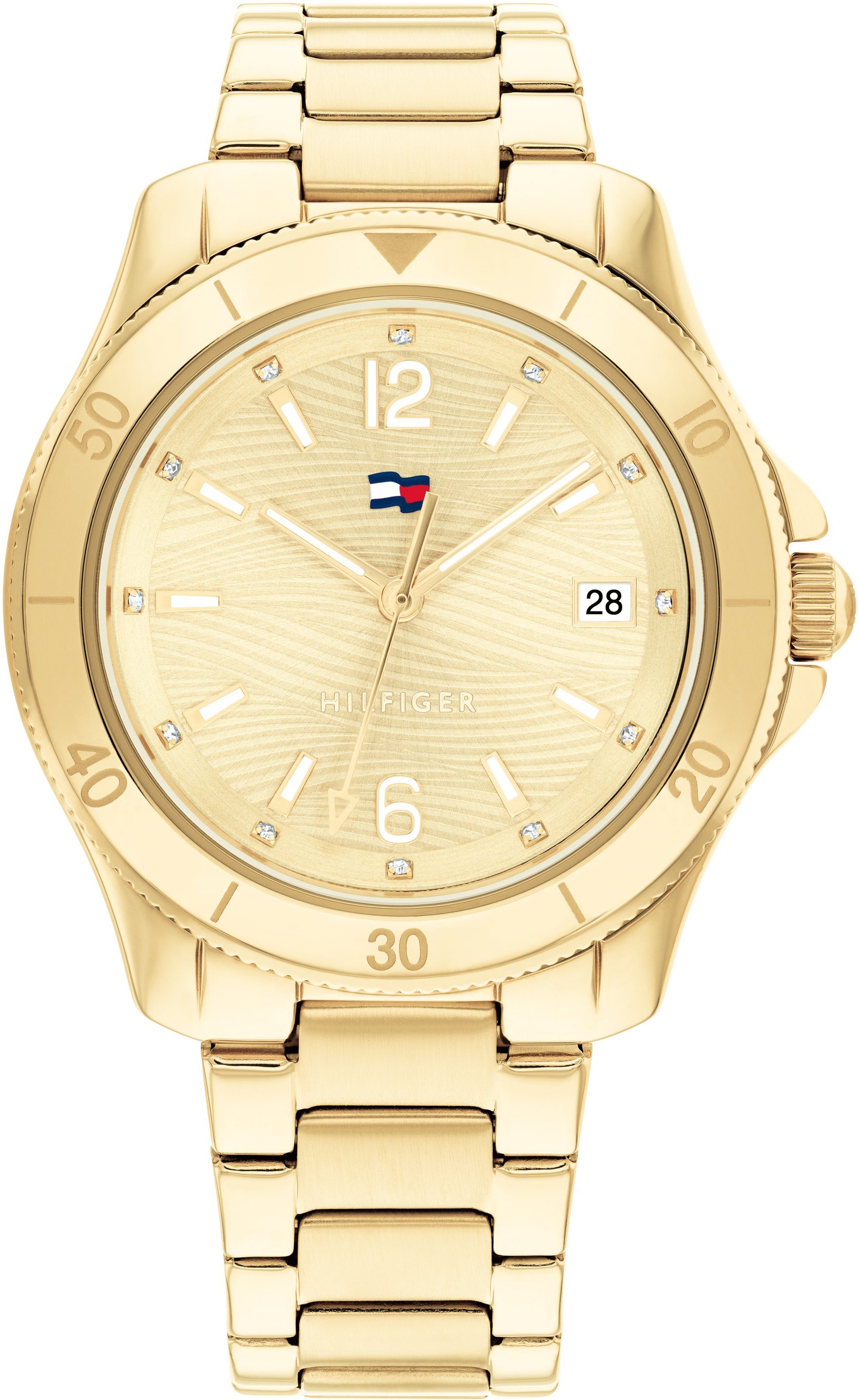 Tommy Hilfiger Quarzuhr SPORT, 1782513, Armbanduhr, Damenuhr, Datum, Glaskristalle, analog