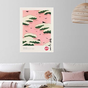 Posterlounge Poster Watanabe Seitei, Japandi - Pink Sky, Schlafzimmer Modern Malerei