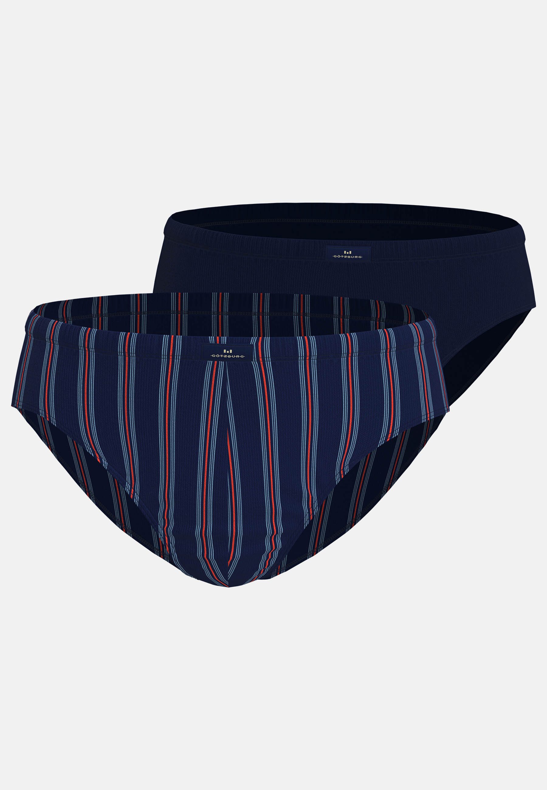 GÖTZBURG Slip Glasgow (2er Pack) gestreift, basic, eng, atmungsaktiv, mit Logo, Baumwollmix