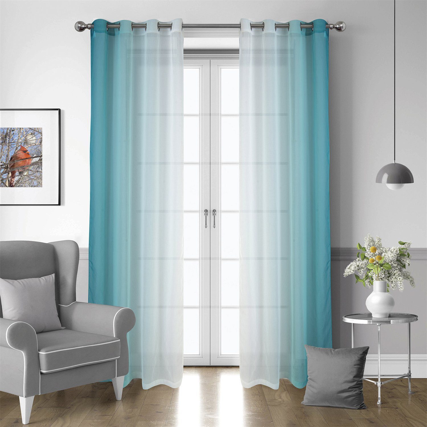 BYSURE Gardine (2 St), Ösen, halbtransparent, Voile, Vorhänge mit Farbverla günstig online kaufen