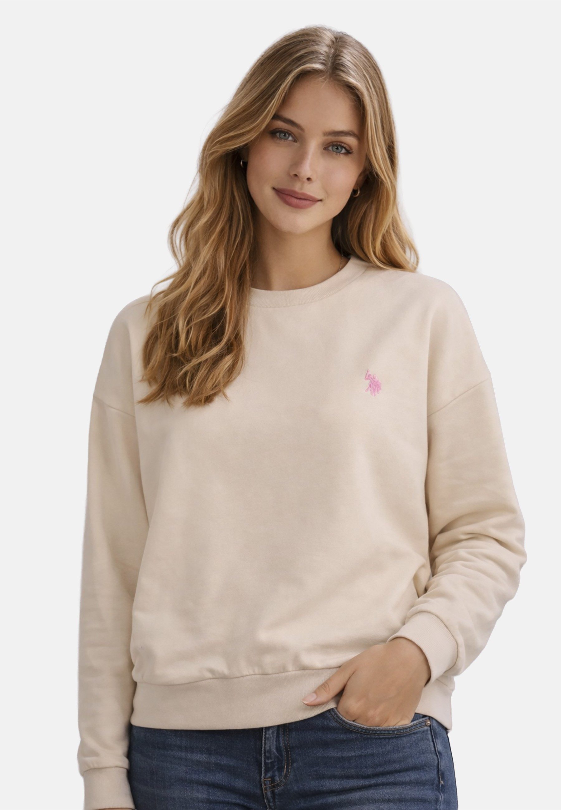 U.S. Polo Assn. Sweatshirt USKalatine Pullover Rundhals – Baumwollmix Sweater Weicher Rundhalspullover mit Stretch und Logo-Stickerei