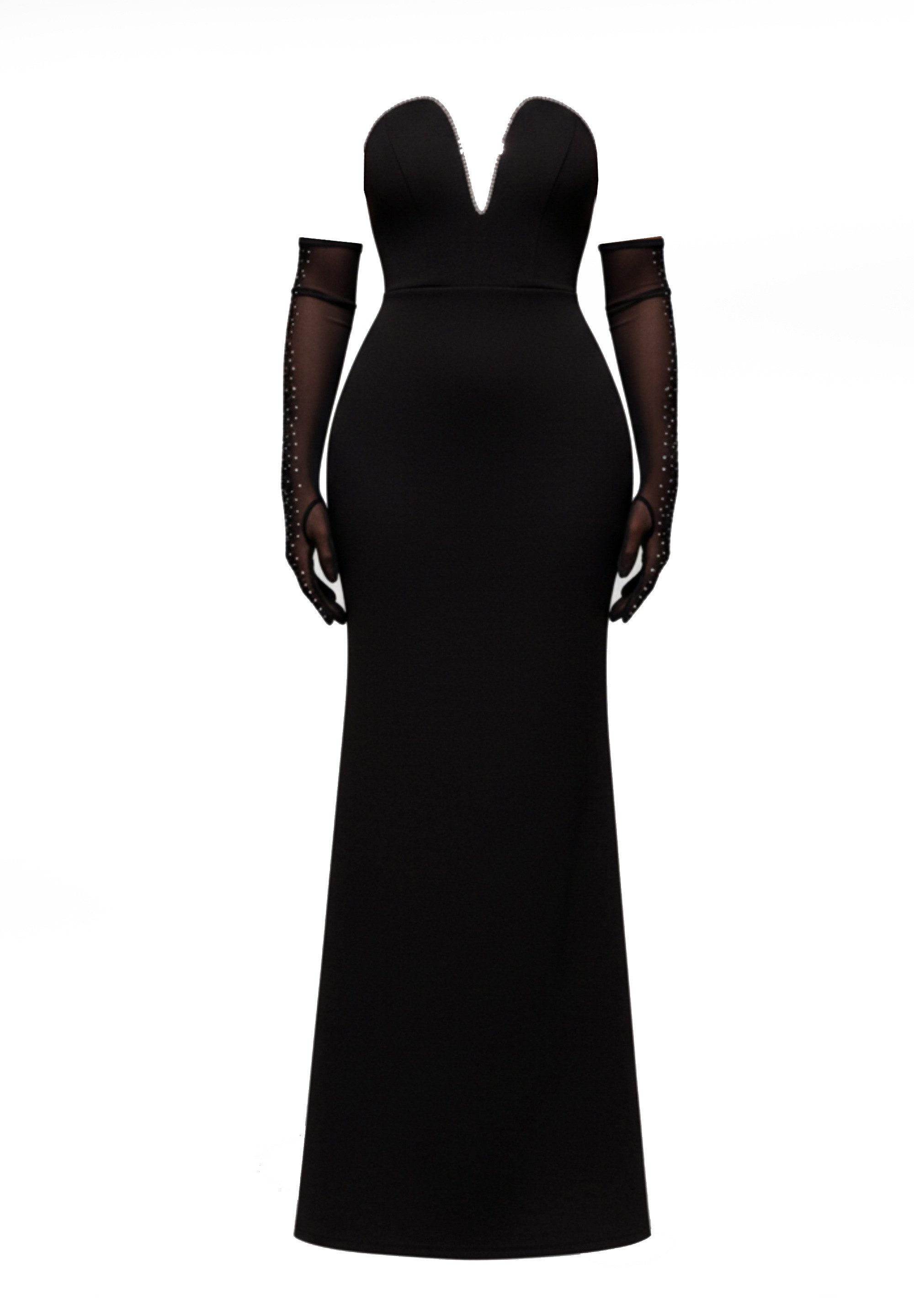 Goddiva Maxikleid Strapless Super Plunge Diamante Neck Maxi Dress Langes Kl günstig online kaufen