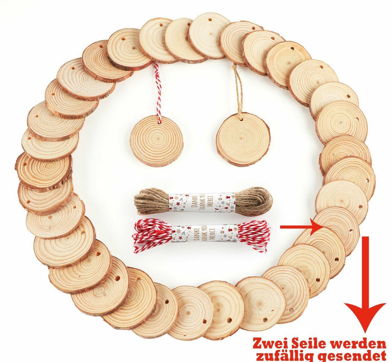 Bastelnaturmaterial Holzscheiben Baumscheiben mit Loch, für DIY Holz-Scheiben Hochzeit
