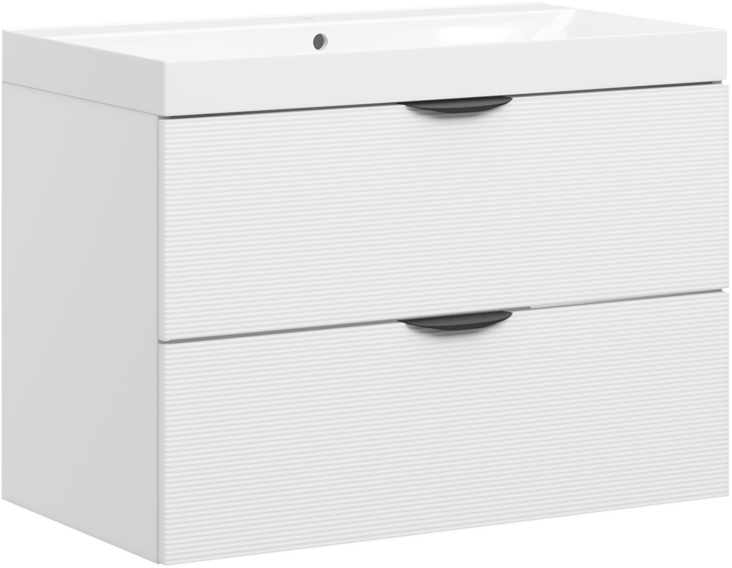 welltime Waschtisch FLOW STRIPE mit Waschbecken, Breite 60 oder 80cm, modernes Design, Schrank mit 2 Schubladen, Soft-Close-Function, in 2 Breiten erhältlich