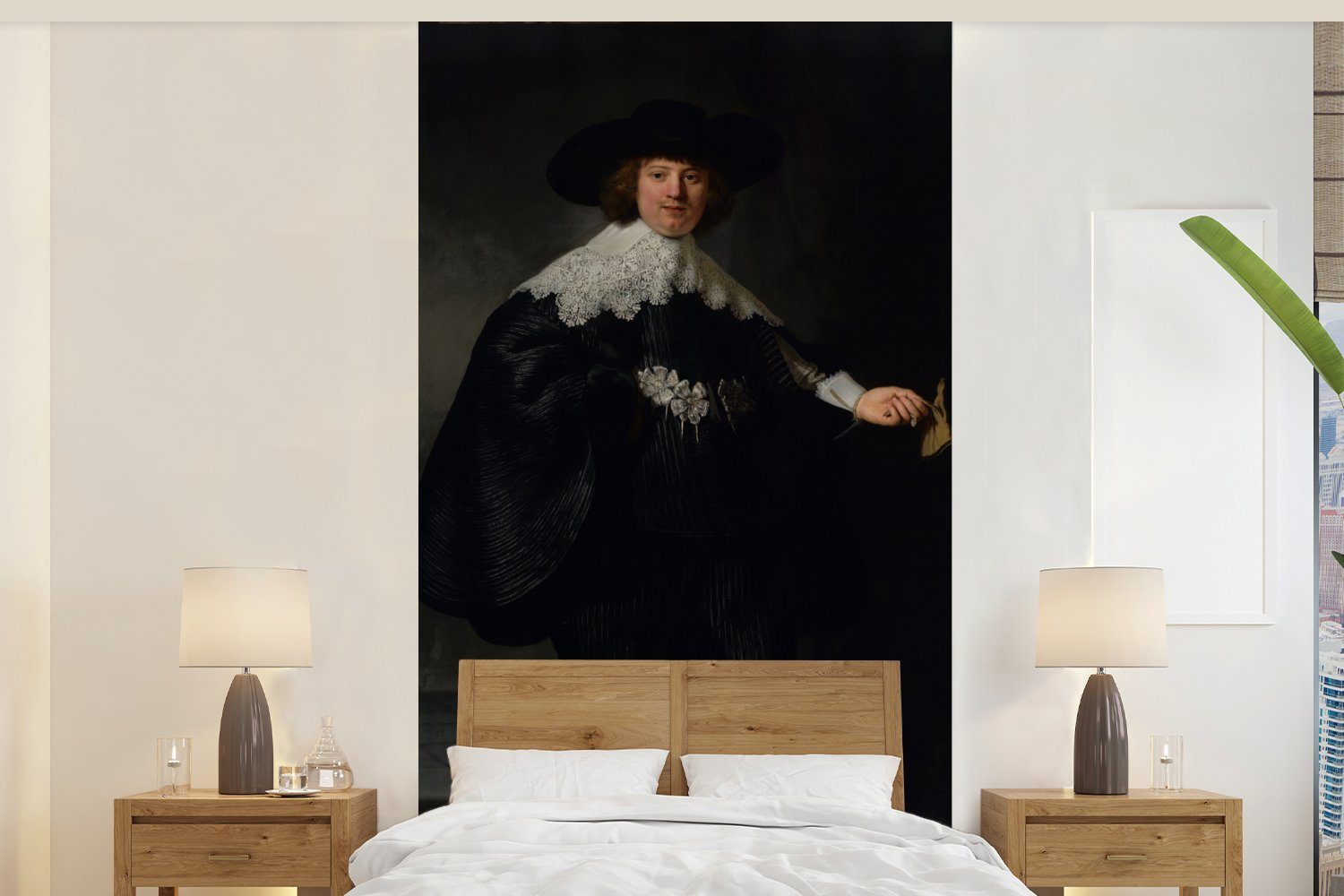 MuchoWow Fototapete Das Hochzeitsbildnis von Marten Soolmans - Rembrandt van Rijn, Matt, bedruckt, (2 St), Vliestapete für Wohnzimmer Schlafzimmer Küche, Fototapete