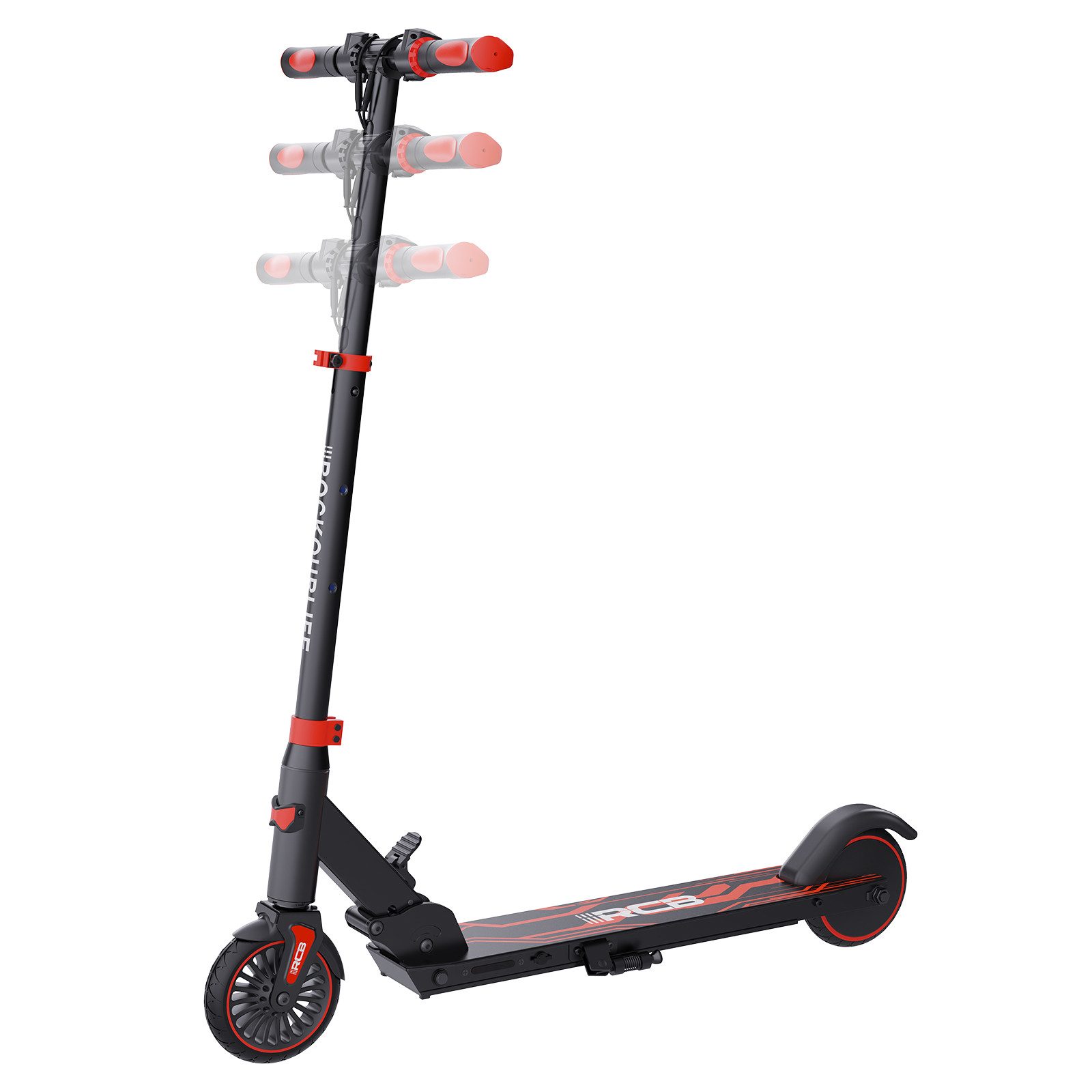 RCB TECH Elektro-Kinderroller R15 für Kinder und Jugendliche, max. 20 km/h, faltbarer Elektroroller