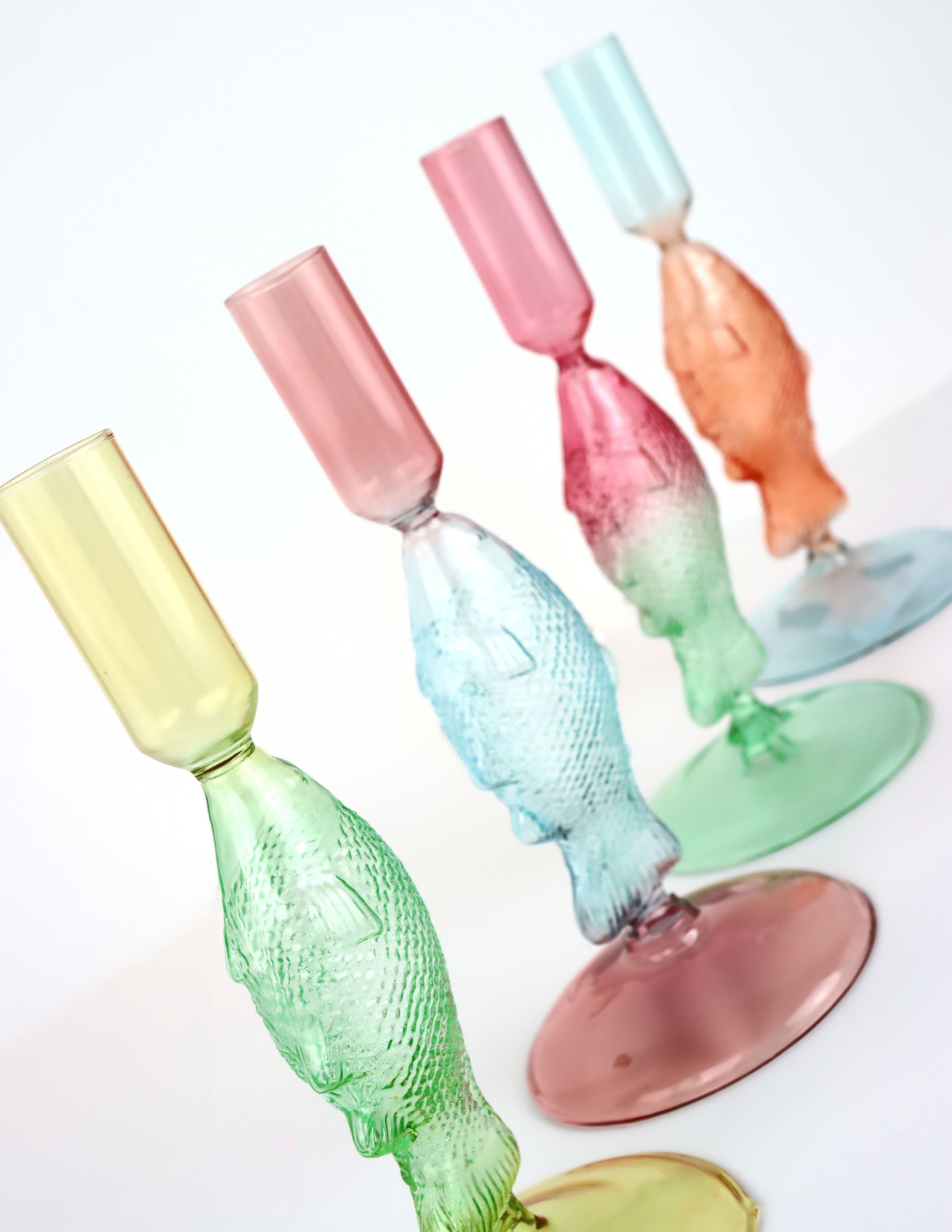 FURNARO Kerzenhalter (4-tlg. Leuchterset), Ombre-Farbverlauf aus gefärbtem Glas
