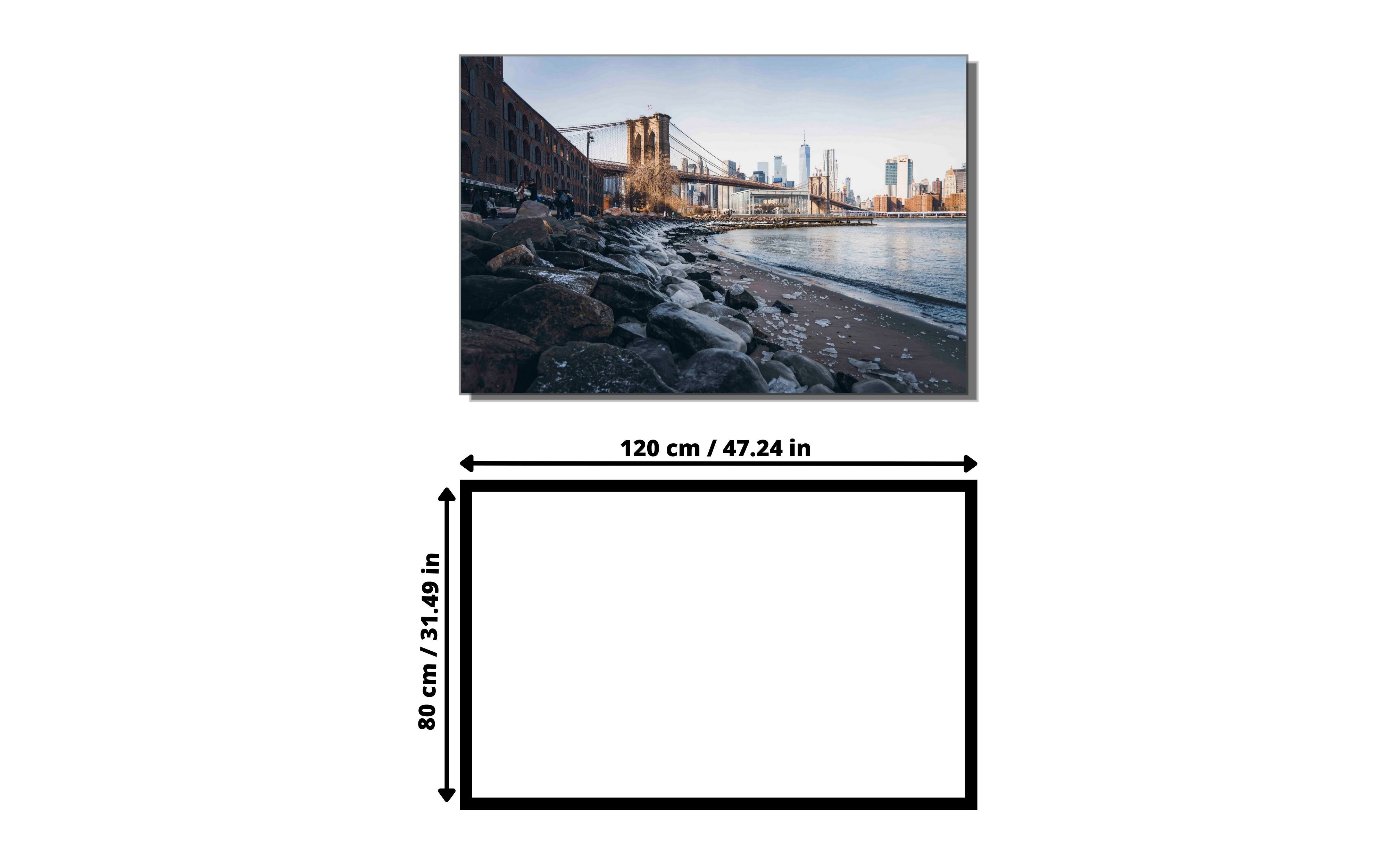 Victor (Zenith) York, Bridge Glasbild Winter, Städte, Wohnzimmer für Brooklyn New Bilder Glasbilder ideal Schlafzimmer & im