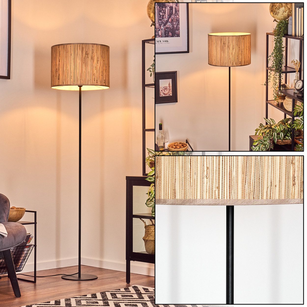 hofstein Stehlampe Stehlampe aus Metall/Seegras in günstig online kaufen
