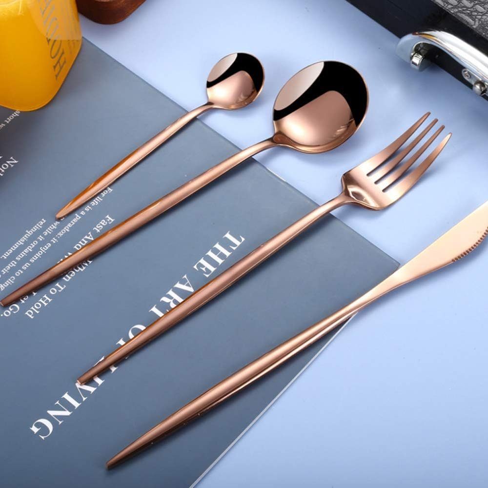 Rosegold KEENZO Essbesteck Set Messer Gabel Löffel mit Edelstahl 72teilig Besteck-Set