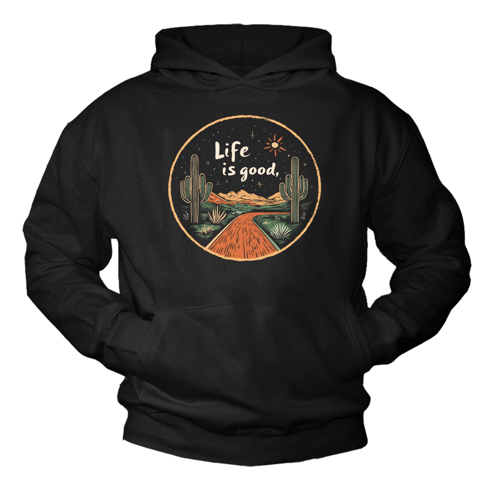 Kapuzenpullover Hoodie mit Print für Herren – Kaktus Motiv für Naturliebhaber