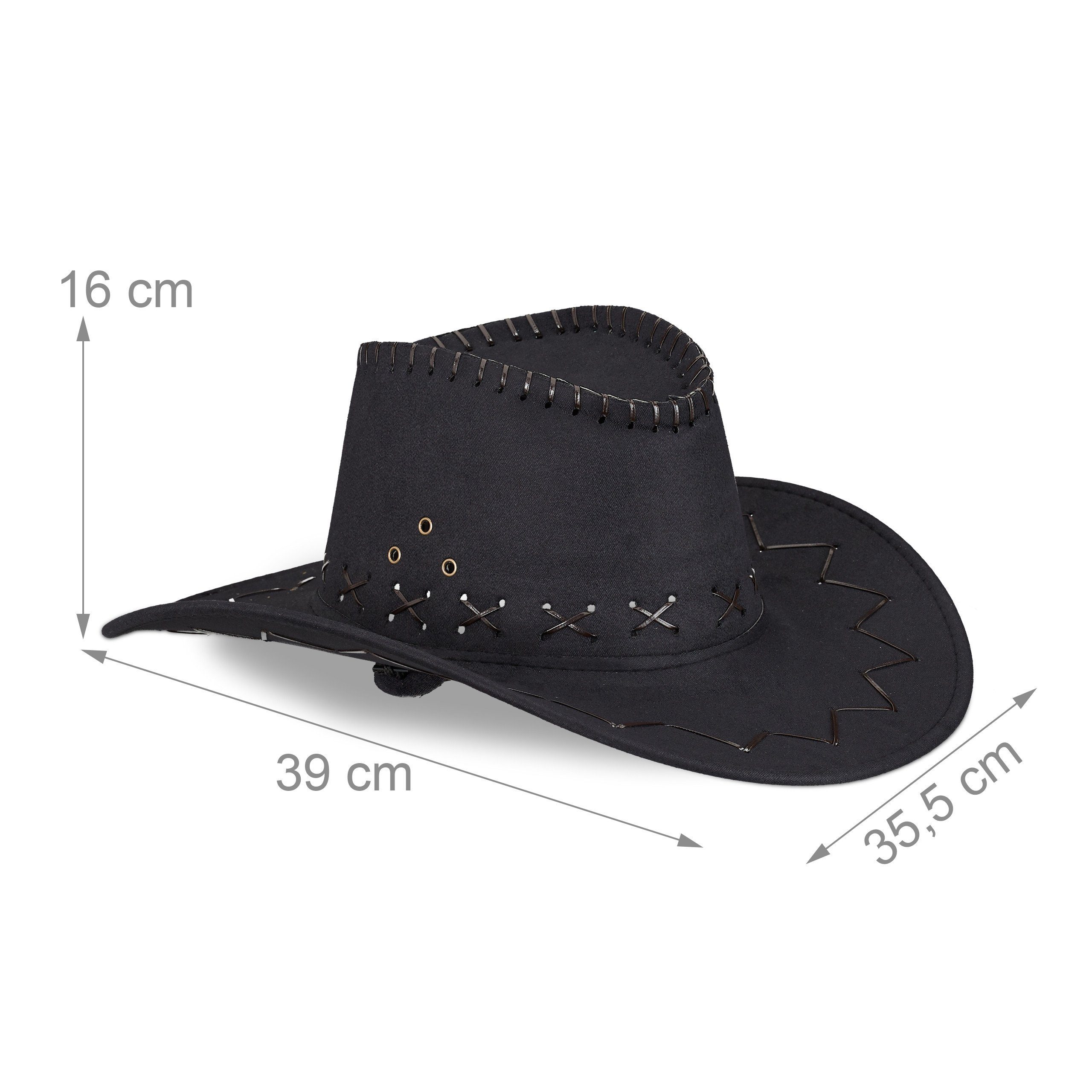 relaxdays Cowboyhut Fasching (1-St) schwarz – Bild 4 von 5