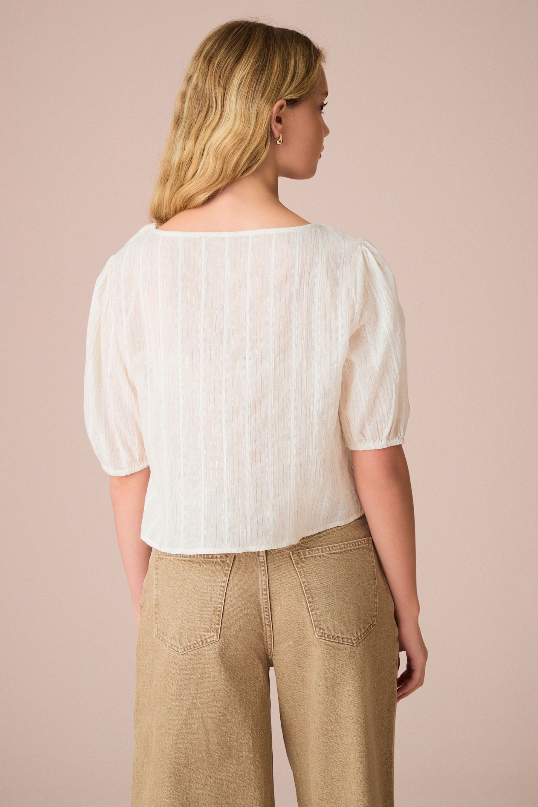 Next Blusenshirt Top mit Puffärmeln zum Binden (1-tlg) günstig online kaufen