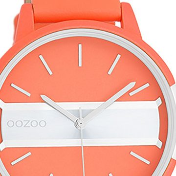 OOZOO Quarzuhr Oozoo Damen Armbanduhr Timepieces Analog, (Analoguhr), Damenuhr rund, groß (ca. 42mm) Lederarmband, Fashion-Style