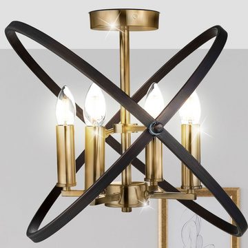 etc-shop Kronleuchter, Leuchtmittel nicht inklusive, Design Kronleuchter Decken Lampe bronze braun Wohn Zimmer Ring Leuchte