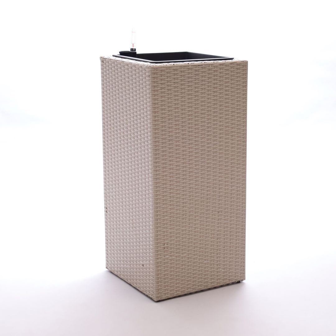 Elegant Einrichten Pflanzkübel Pflanzkübel Polyrattan Säule 30x30x55cm Grau-Meliert (1 St)